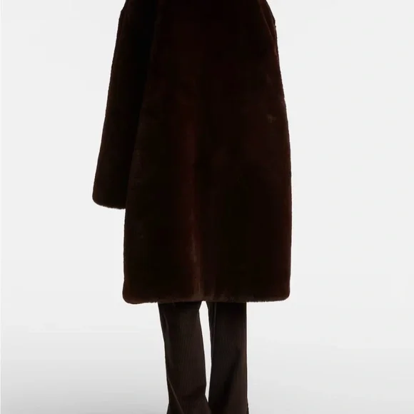 The Frankie Shop Rich Chocolate Faux Fur Matera Coat - Picture 2 of 3